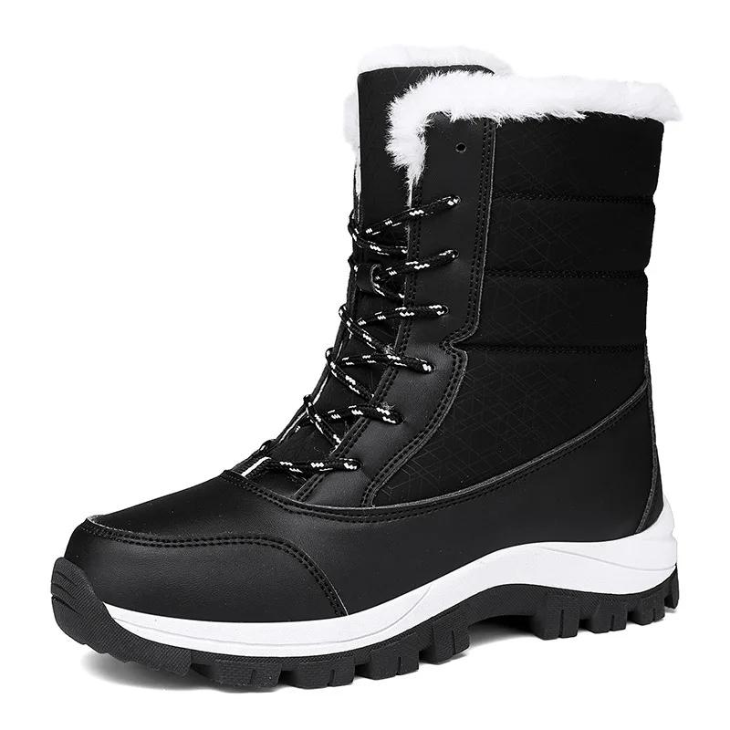 Fashion Waterproof Winter Boots Plush Women Mid-Calf Boots Cold-Proof Long Boot Outdoor Snow Boot Warm Women Shoes Botas Para Hombre