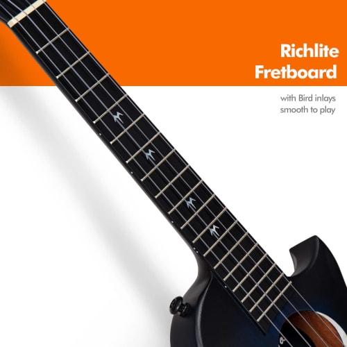 Enya Taimane Tenor Ukulele EUT-Moon BU EQ Mahogany Solid Wood Ukulele with Pickup, Beginner's Set, Case and Strap Included