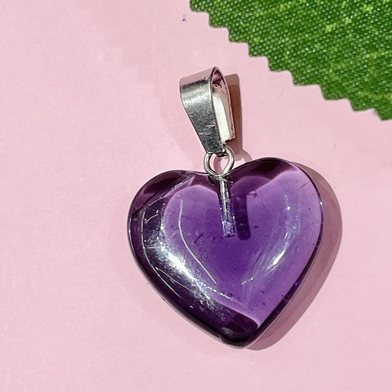 Natural Crystal Agate Heart Pendant Sweater Chain, 20mm Gemstone.