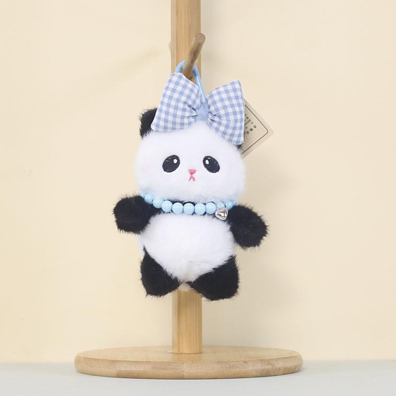 Panda Plush Keychain With Cartoon Milk Bottle And Colored Bow For Kids And Collectors