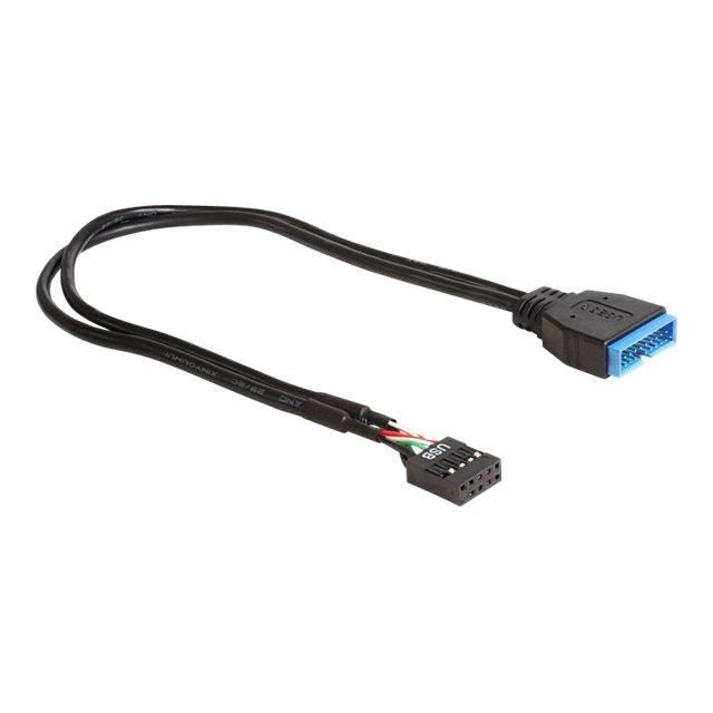 Câble interne USB - DeLOCK - Embase USB à 9 broches - Embase à 19 broches USB 3.0 - 30 cm - Noir