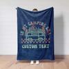 Camping Era Blanket, RV Camper Van Decor, Personalized Minky Sherpa Blanket