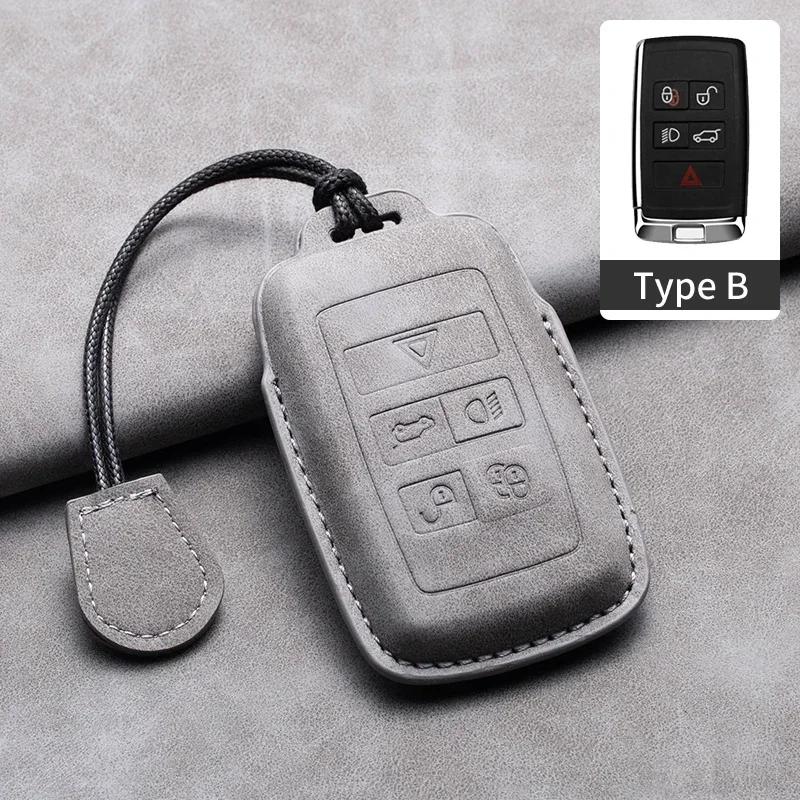 Leather Car Key Case Cover Holder Shell Keychain for Land Rover Range Rover Sport Discovery 3 4 Elander 2 Evoque Accessories