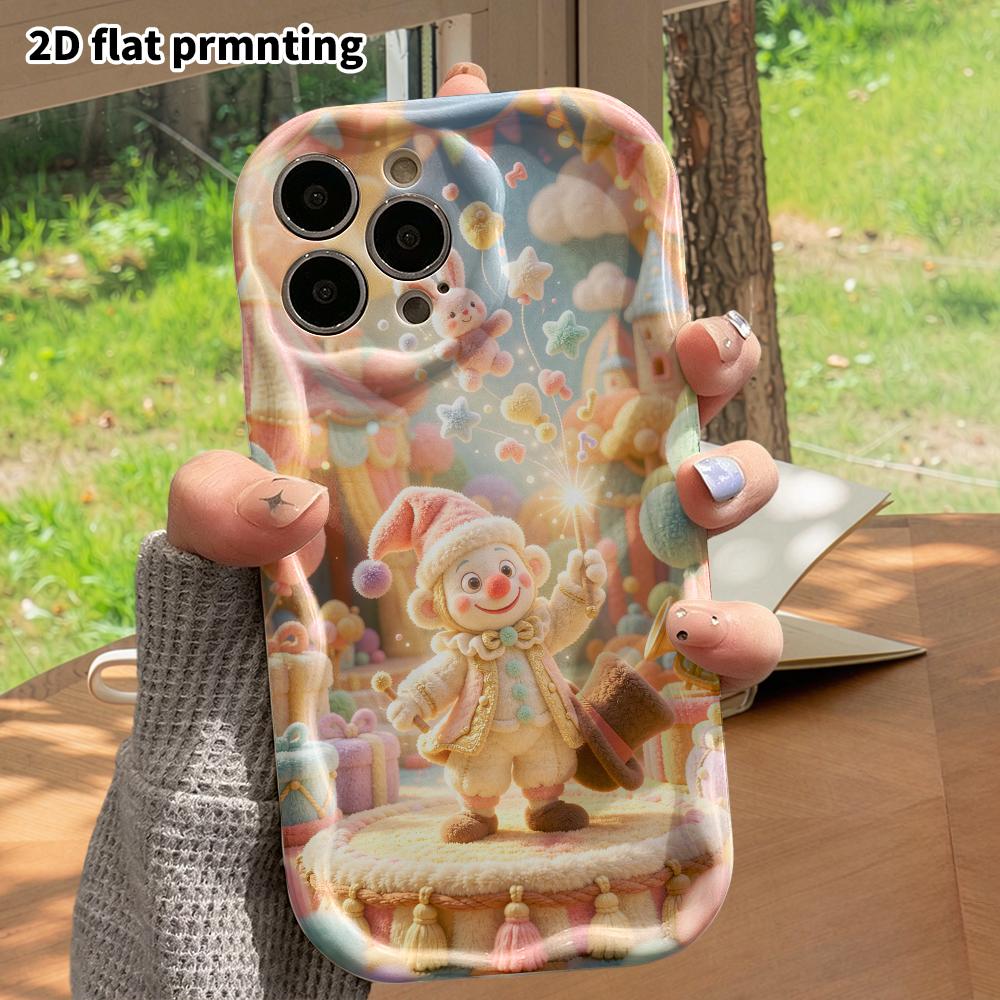 Phone Case: 2D flat design suitable for iPhone 18 17 16 15 14 13 Pro protective case, circus clown, perfect Christmas and Halloween holiday gift