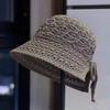 Cappello a Falda Larga Estivo a Righe in Maglia da Donna - Traspirante, Design Vuoto, alla Moda Stile Pescatore in Paglia