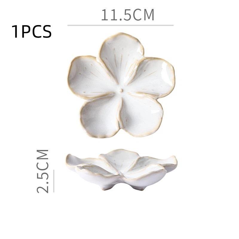 Vintage Ceramic Flower Shaped Craft Dish Multi-Color Dipping Sauce Small Bowl Creative Kitchen Gift
