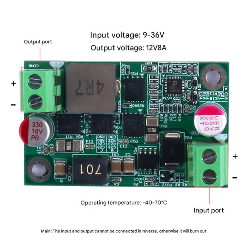 12V 8A Stepping Up Down Power Supply Module Wide 9V 36V Input Ranges Compact Design High Current Output For Industrial LED Lighting System