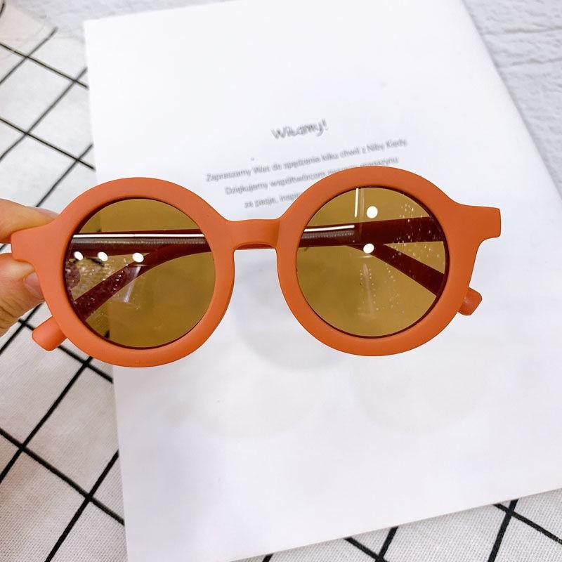 

Korean Children s Sunglasses Retro Solid Round Frame Small Face Sunglasses Ultraviolet-proof Convenience Glasses Kids Glasses оранжевый