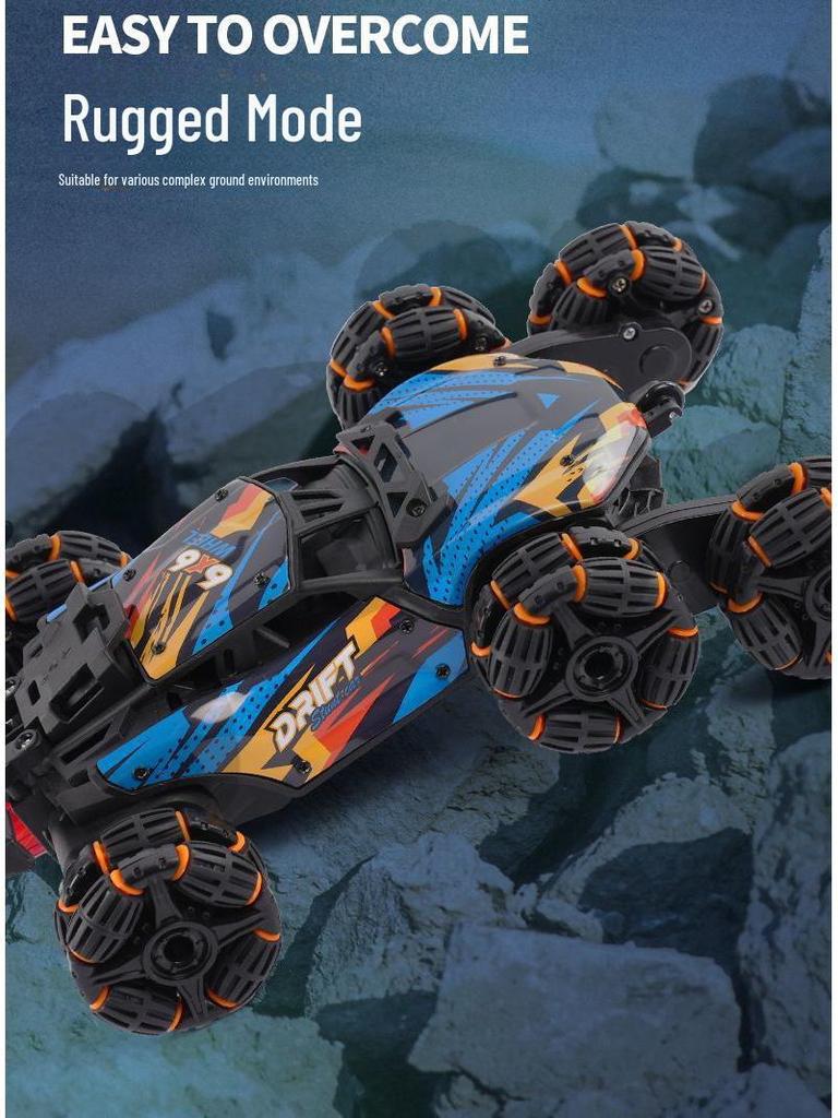 Six-Wheel Alloy Remote Control Off-Road Stunt Car with Gesture Sensing and Spray for Kids