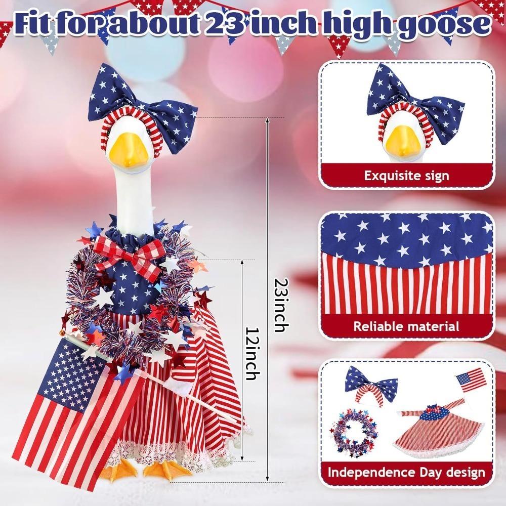 Porch Goose Outfits for 23 Inch Lawn Statue, 4th of July Costume for Cement Statue,Sculpture Clothes for Garden Patio USA 250th Anniversary Decoration
