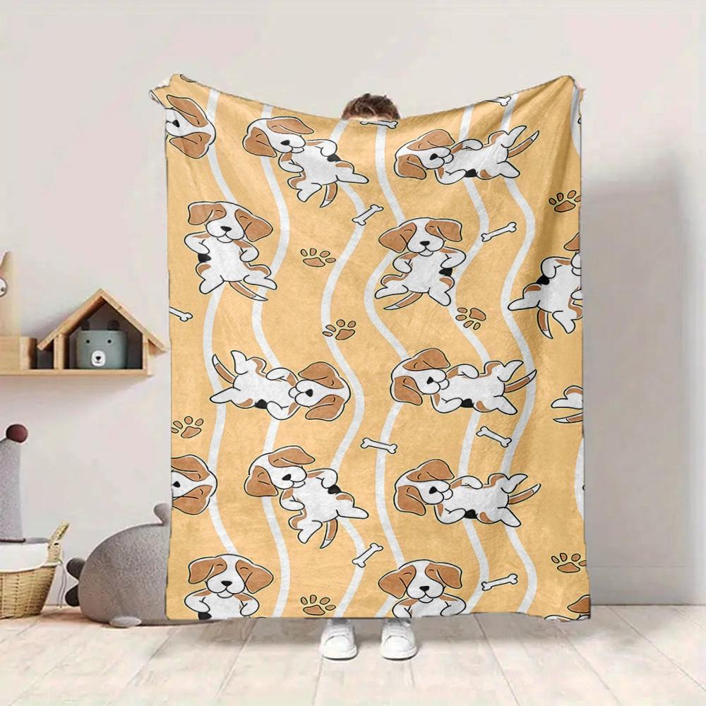 1pc Puppy Bone Lightweight Flannel Blanket, Comfortable and Warm Blanket, for Office and Camping Sofa Bed, Livingroom148