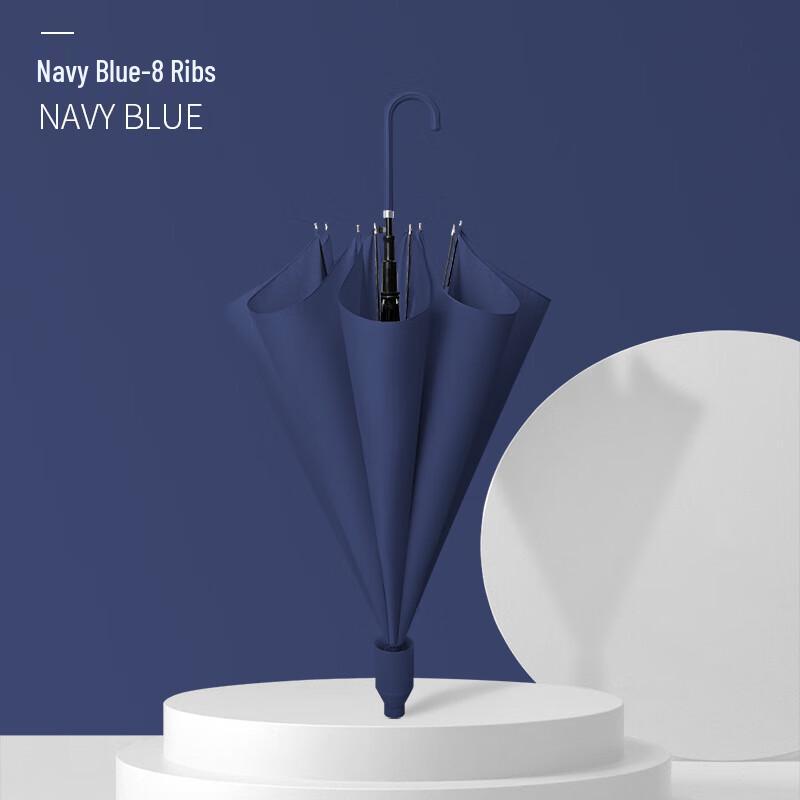 Automatic Semi-Open 16-Rib Long Handle Umbrella with Waterproof Sleeve 23 Inch (Leather Curved Handle)