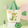 Cartoon Dinosaur Crocodile Canvas Bag - Large Capacity Children's Gift for Daily Use.