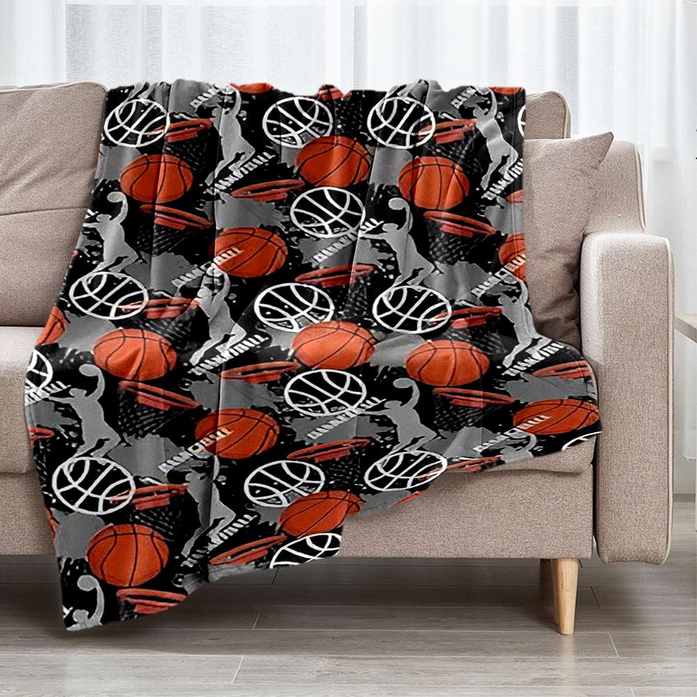 Basketball Theme Printed Blanket - Perfect for Couch, Bed, Travel & Outdoor Use | Machine Washable, Cozy & Durable.