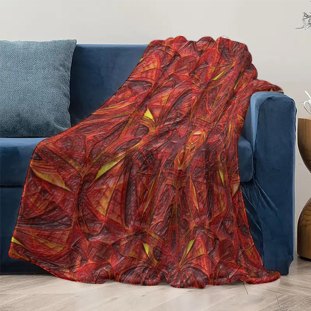 Patterned Blanket Red Geometric Print Throw Blanket Sofa Bed Bedding for Kids Teens Adults Decorative Gift