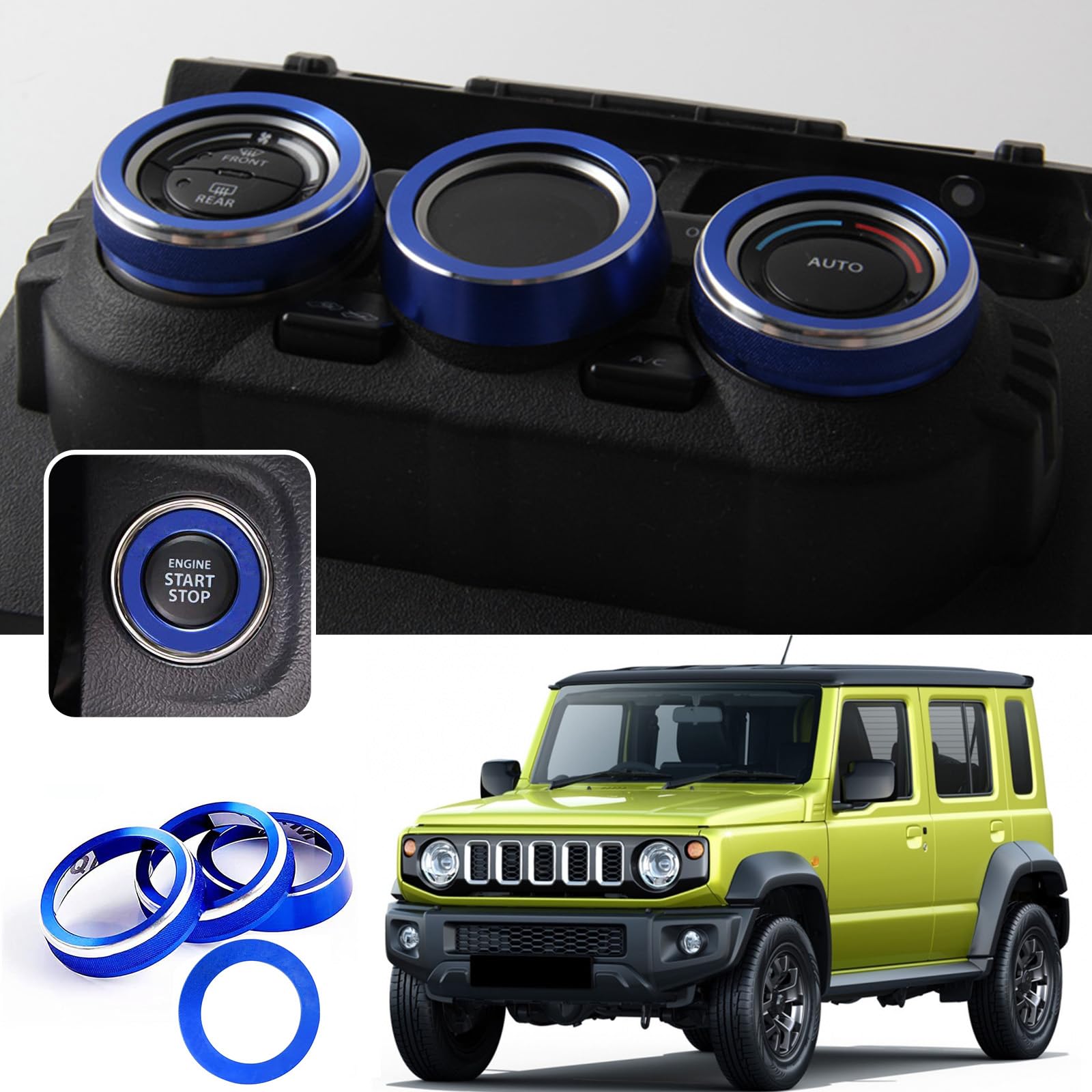 

Temiry Jimny Air Conditioner Dial Aluminum Alloy Engine Start Interior Part for New Sierra Custom Dial Cover for Jimny and jb74 Cover, Ring, Jimny,