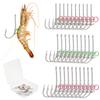 30pcs Carbon Steel Barbed Shrimp Hooks 2/0-4/0 Universal Freshwater Saltwater with Storage Box