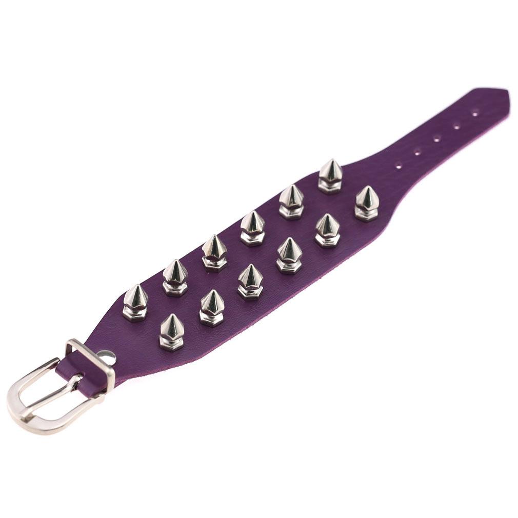 Purple Goth Bracelets For Women Punk Boho Emo Spike Rivets Pu Leather Charm Bracelet Cuff Bangles Festival Jewelry Party Gifts
