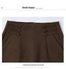 Women's High-Waist Brown Wool Midi Skirt with Slit - Autumn/Winter 2025 Collection