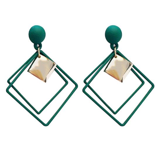 

Двойные квадратные серьги-гвоздики, висячие геометрические полые серьги, ювелирные изделия, красивые подарки чёрный