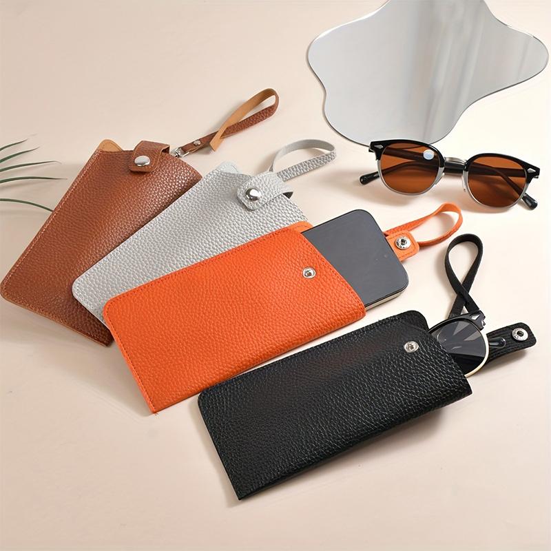 Luxury Women'S Eyeglass Case Leather Soft Holder Pocket Cases Slim Travel Pouch For Sunglasses Eyeglasses Eyewear With Lanyard