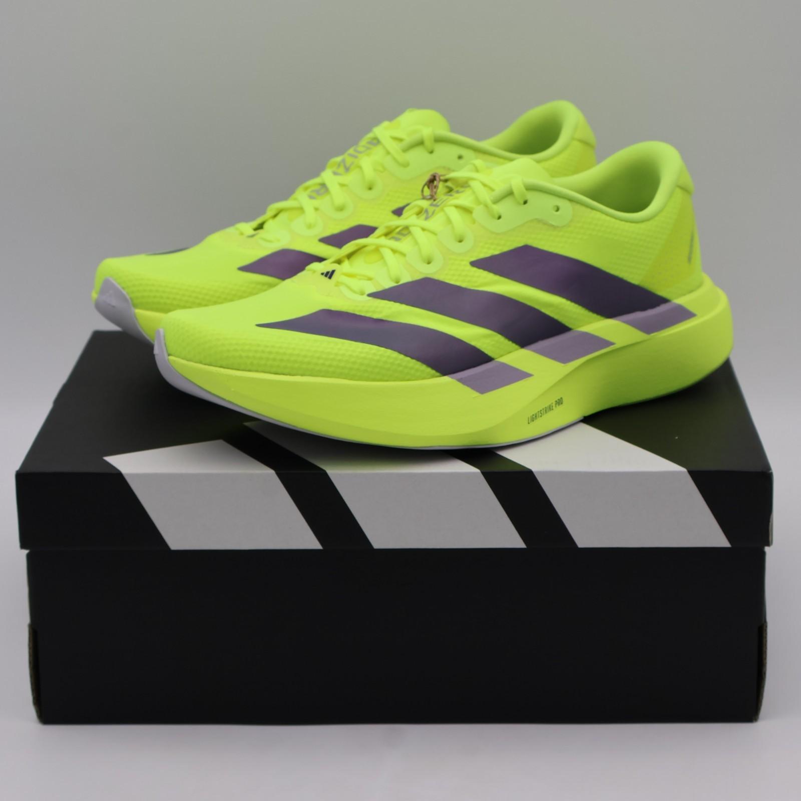 JR2024 adidas Adizero Evo SL Solar Yellow Aurora Plum Powder Plum (Men s) 10