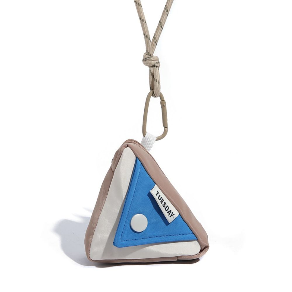 Dreieckige Münzbörse zum Aufhängen am Hals, Schlüsselaufbewahrungstasche, Lanyard, kontrastierende Farben, Brieftasche, Kopfhörertasche, Nylon, Tasche für kleine Gegenstände, Outdoor