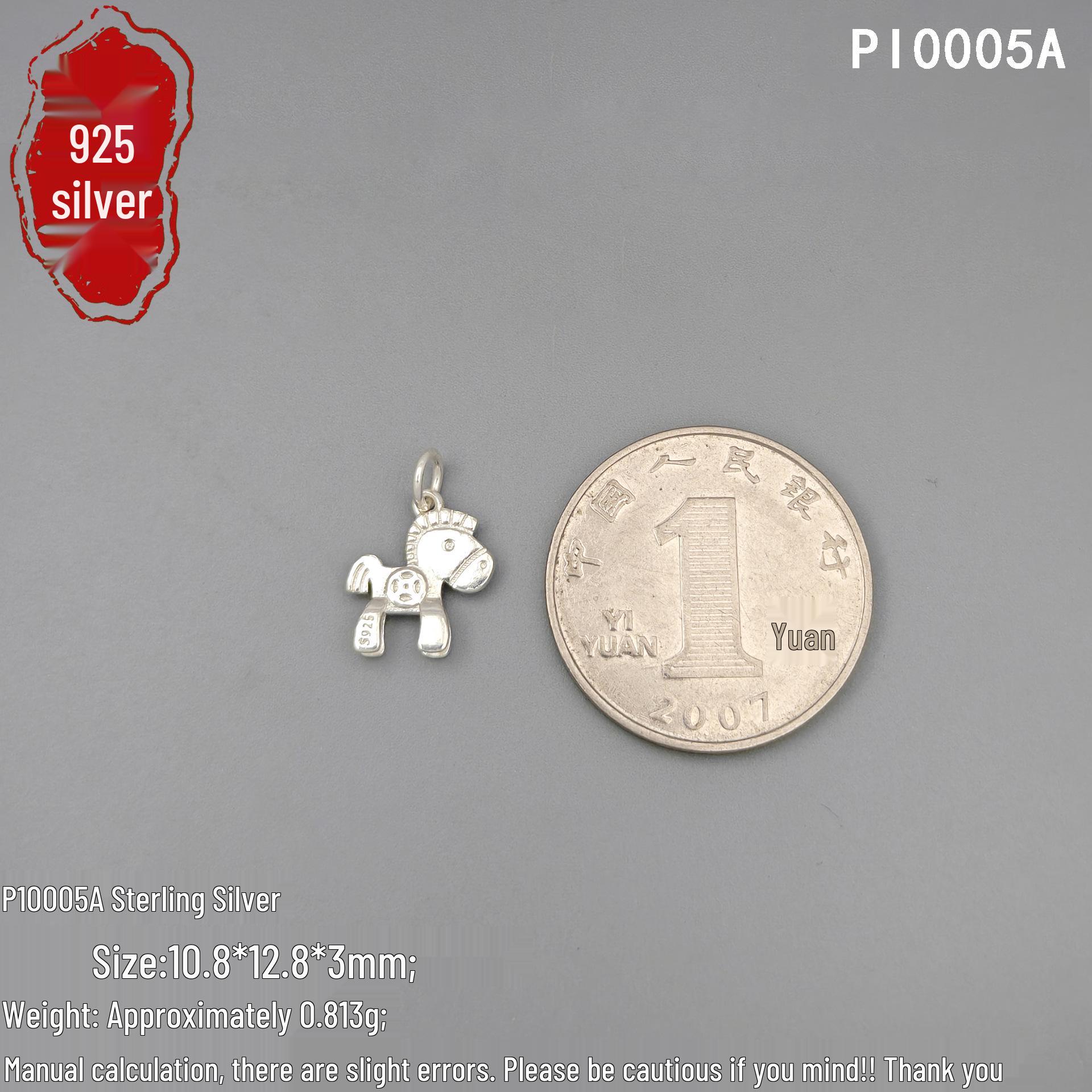 S925 Sterling Silver Money Pendant Charm with Red String Handmade Bracelet маленький