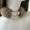 Fluffy Choker Collar Detachable Fuzzy Necklace Alloy Heart Faux Fur Choker Necklace for Women Men Daily Wear Date Parties