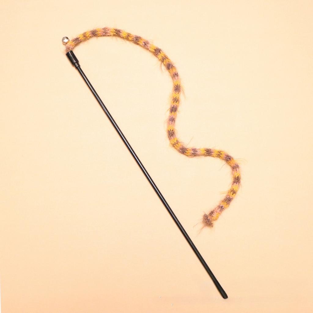 Colorful Striped Plush Rope Cat Teasing Stick Toy Knitting Wool Pet Toys