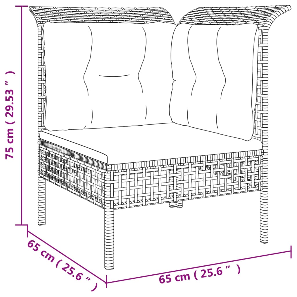 Vidaxl 7-Cz. Garden Lounge Set, Cushions, Grey, Rattan PE