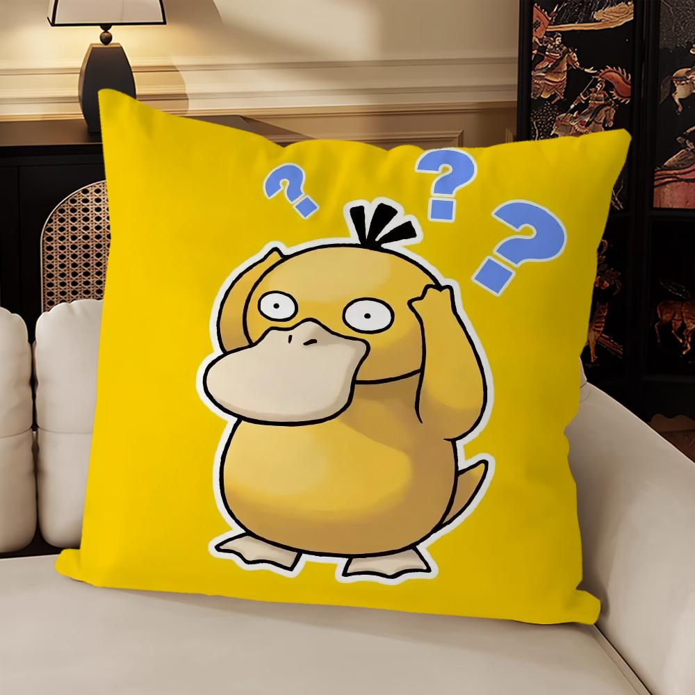 Kreslený P-Psyduck Roztomilý Pohovka Obývací pokoj Ložnice Čelo postele Opěrka Polštář Čtvercový polštář Polštář na zdřímnutí Povlak na polštář