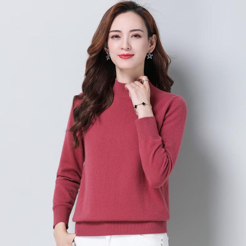 Women's Half-High Collar Solid Color Thickened Knit Sweater