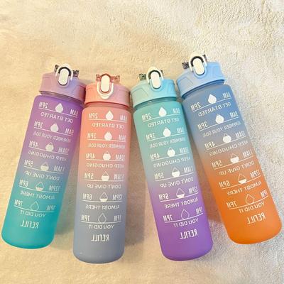 Gradient Frosted Water Cup: Large Capacity, Portable Sports & Office Bottle with Straw
