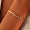 Knoten Schlangenkette Armband aus Edelstahl für Paare Handgefertigtes Knotenarmband Gold Silber Farbe Valentinstags Schmuckgeschenke