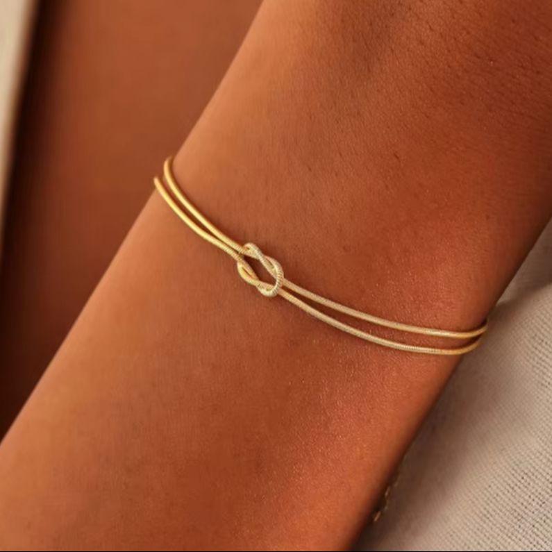 Knoten Schlangenkette Armband aus Edelstahl für Paare Handgefertigtes Knotenarmband Gold Silber Farbe Valentinstags Schmuckgeschenke