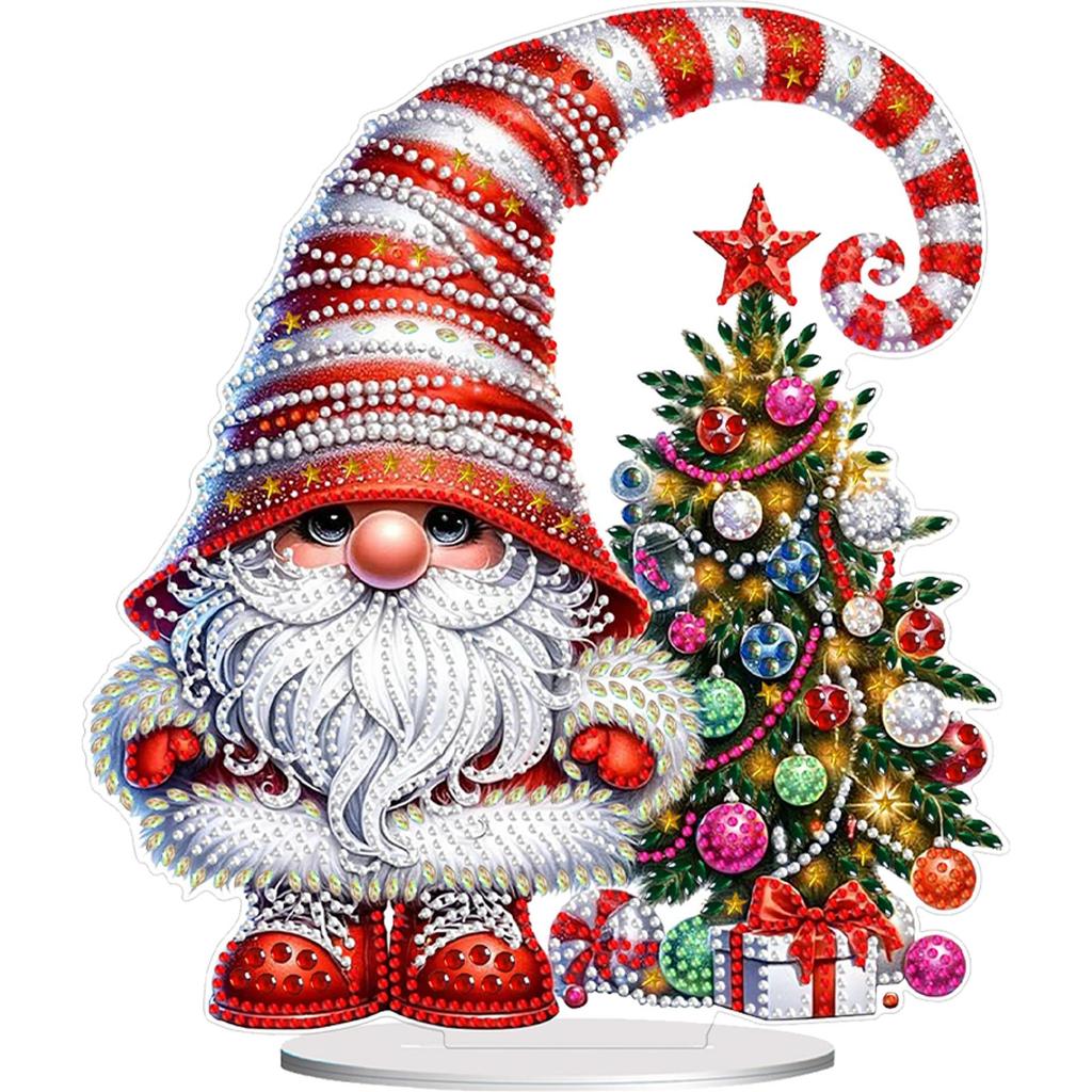 Acrylic Christmas Santa Claus Deer Table Top Diamond Painting Ornament Kits Rhinestones Desktop Ornaments for Home Office Decor