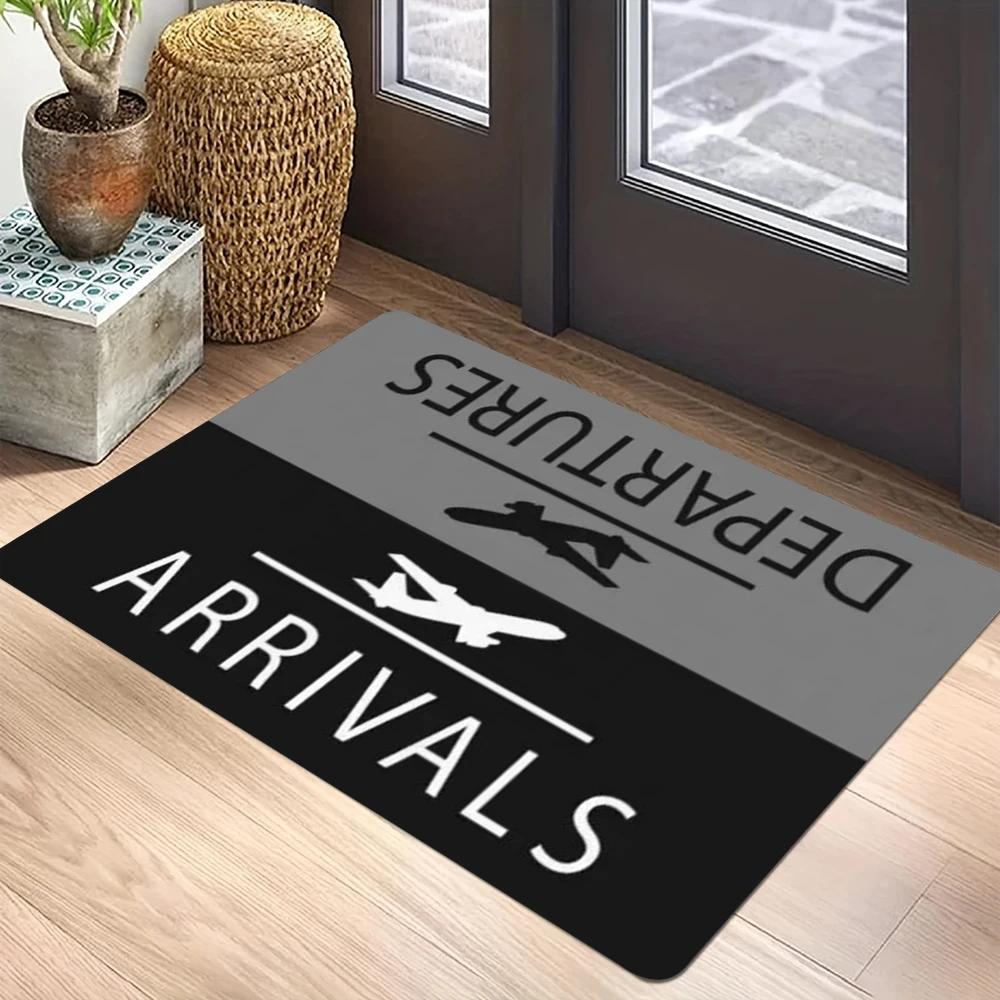 Alfombra temática de aviación VIKAMA con señal de salida/llegada de vuelo Diseño antideslizante para sala de estar y dormitorio Decoración del hogar