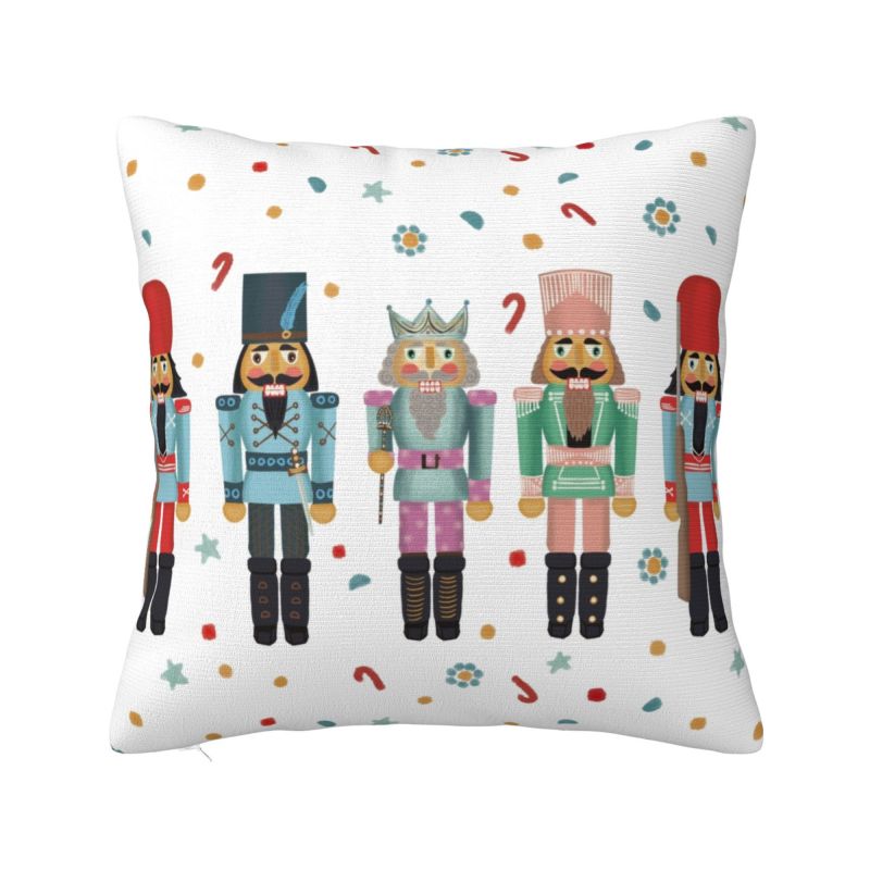 Nutcracker Soldier King Pillow Covers Decorative Cartoon Christmas Nutcrackers Nordic Cushion Cover Car Pillowcase