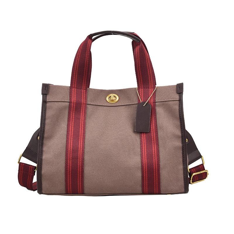 Large-capacity simple tote bag spring and summer new high-end texture contrasting color portable shoulder bag