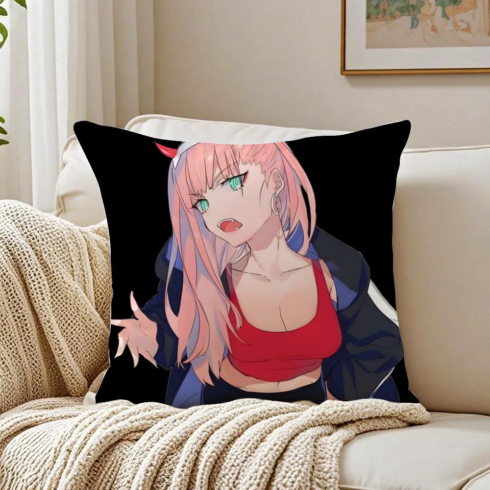 Anime Mecha 02 zero two DDARLING in the FFRANXX Cushion Cover Pillowcase Antidustmite living Room Sofa Decor Cushion Room
