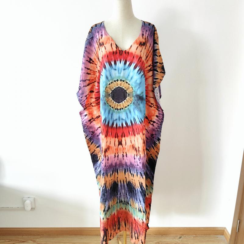 2022 European & American Beach Cover-up: Printed Long Robe & Bikini Sun Protection Dress