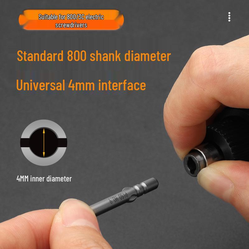 Magnetic 4mm Electric Screwdriver Bit with 800 Internal Hexagon, 5-Star Slotted, and Triangular Bit, 3C