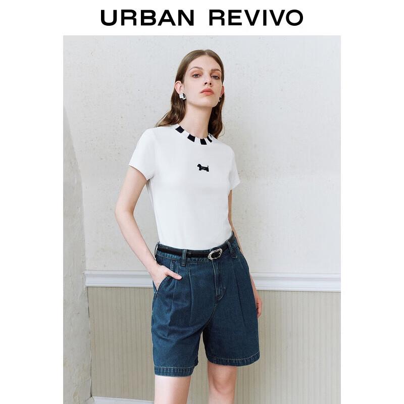 UR Fall 2025 Women s Color Block Print Round Neck T-Shirt M