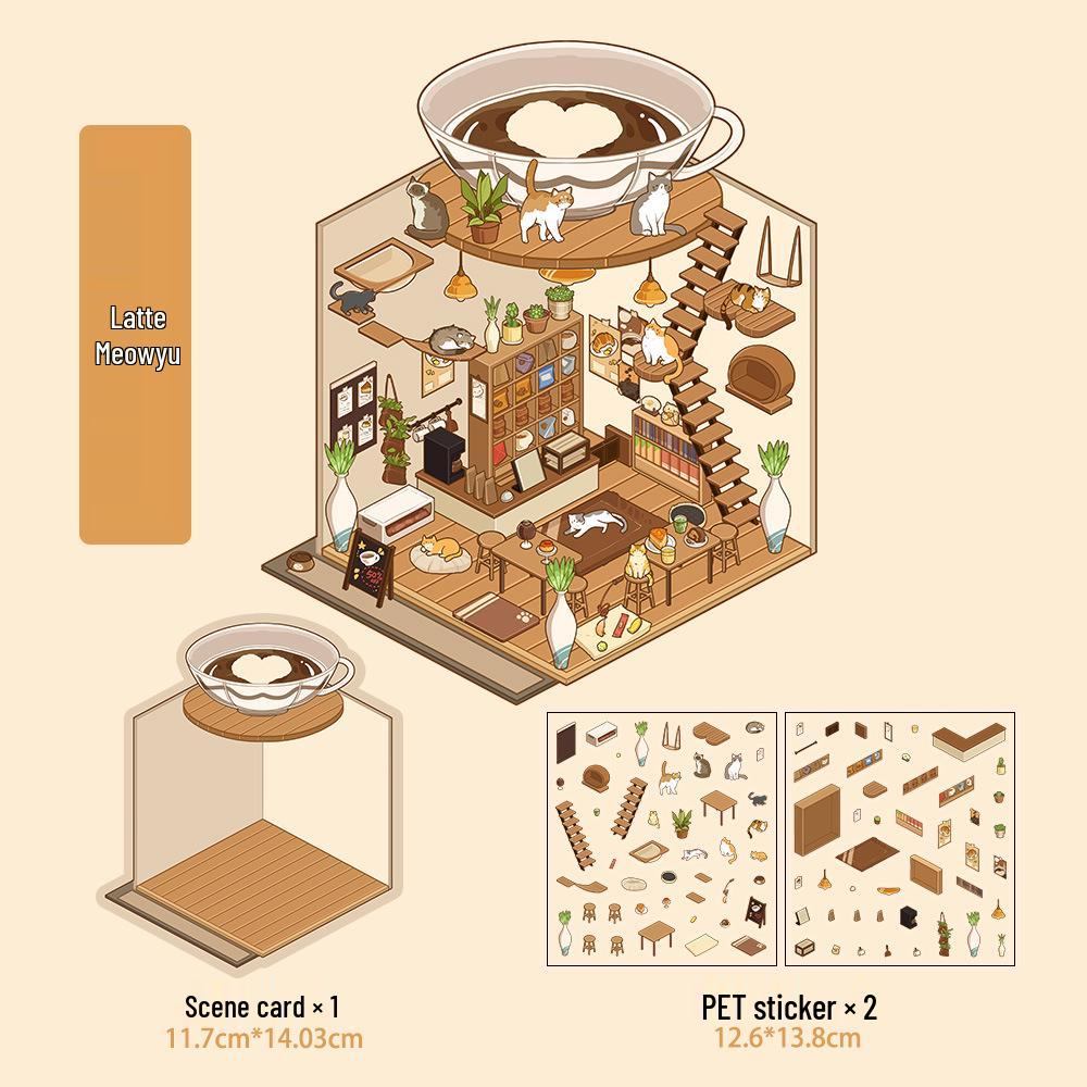 Micro Ink 3D Cartoon Decompression Stickers for DIY Miniature Scene Journals