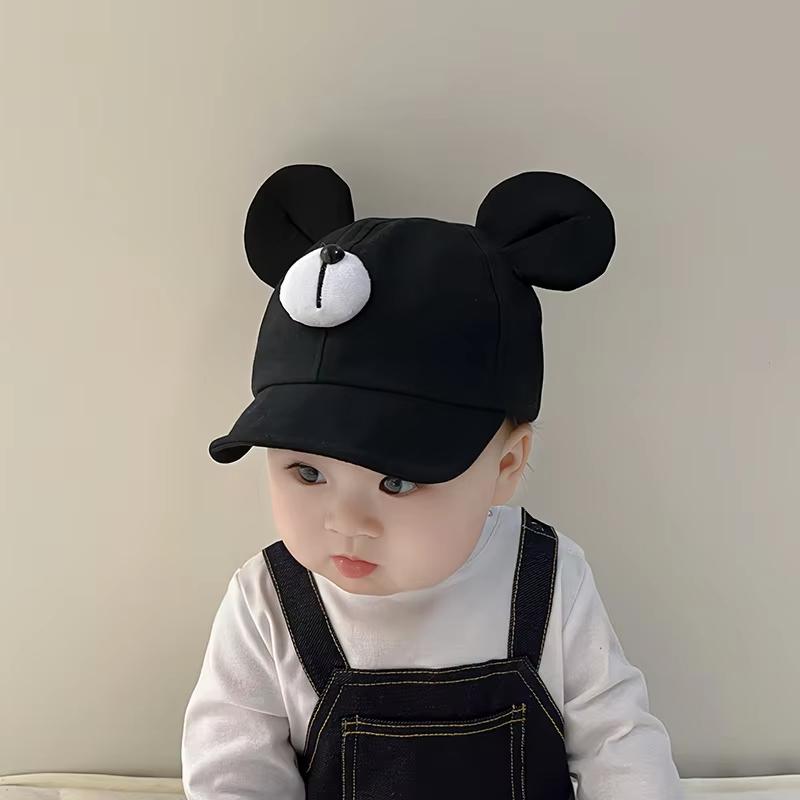 Cute Ears Cartoon Baseball Baby Cap Soft Eaves Infant Toddler Peaked Hat Korean Solid Color Adjustable Kids Sun Hats