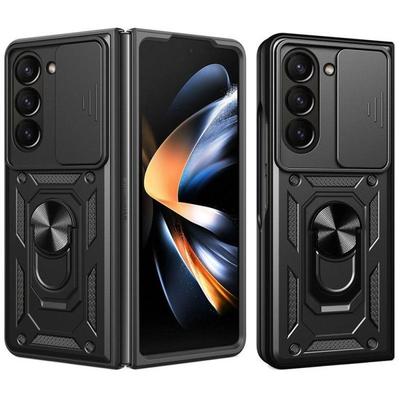 Coque pour Samsung Galaxy Z Fold 7 - BOOLING - Antichoc avec Anneau Rotatif Protection Caméra - Noir