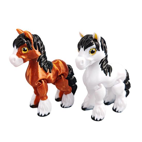 2Pcs 3D Printed Joints Stress Relief Horse Pony Statue Horse Figurine Movable Fidget Toy Simulation