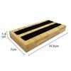 Velvet Square Ring Tray With Bamboo Wood Base 2 Slots Ring And Accessory Display Stand Earrings Jewelry Storage Rack 14.5*7CM
