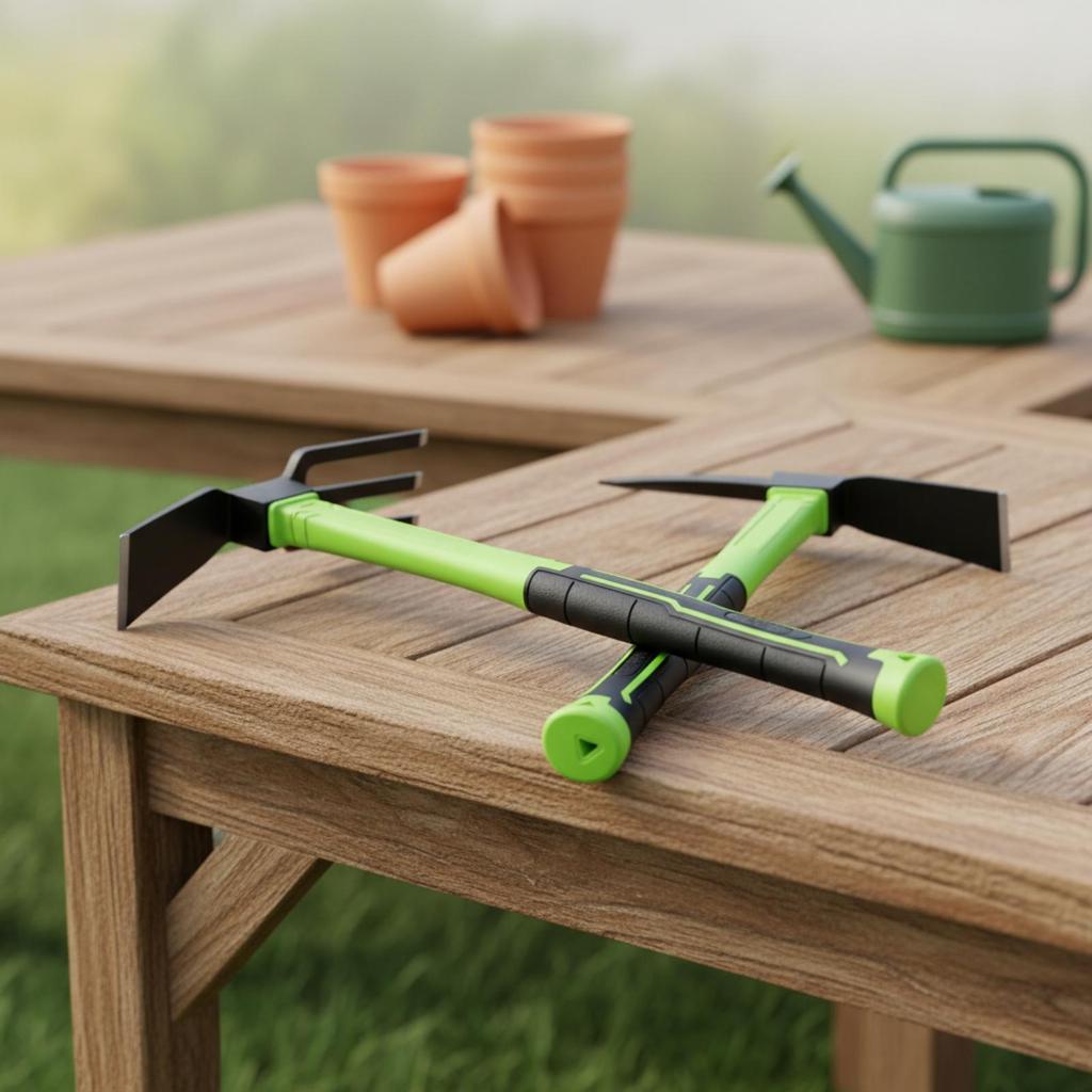 2 Pieces Garden Hoe with Cultivator Fork Sturdy Tool Secure Grip for Weeding